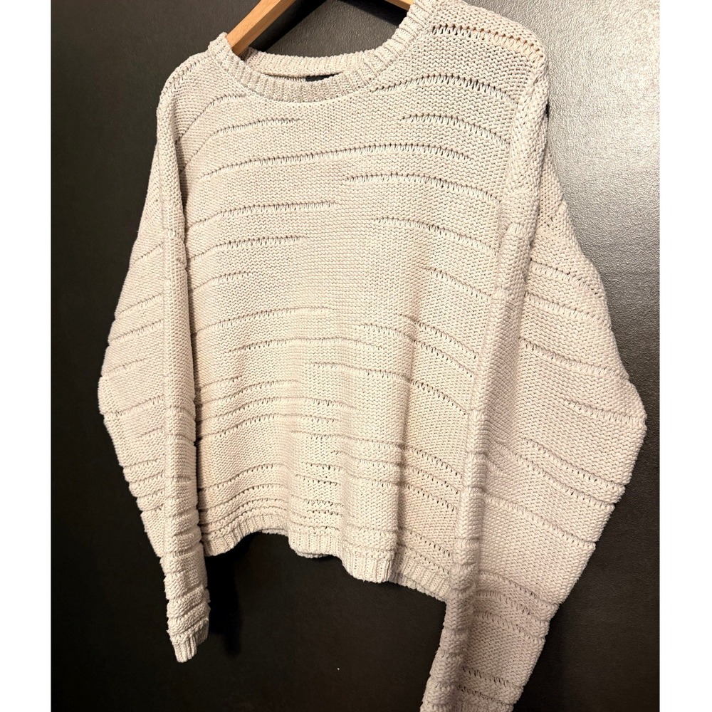 Vince Camuto Sweater Womens XL Cream Excellent Textured Knit Long Sleeve Cropped